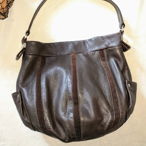 Tommy Hilfiger Brown Leather & Suede Bucket Bag - Picture 3 of 8